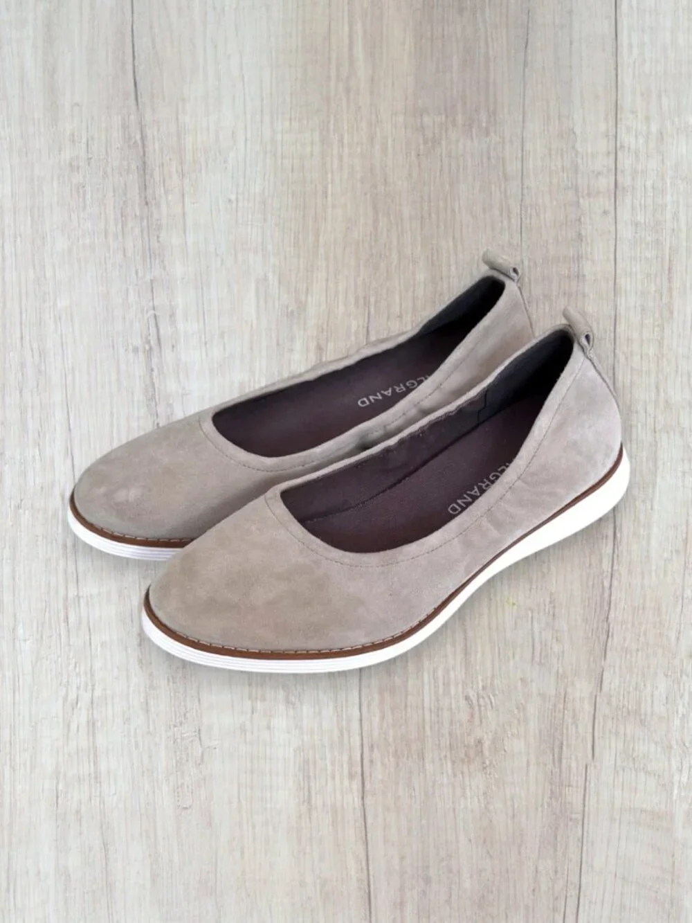 Cole Haan Original Grand Linea Suede Ballet Flats Taupe Beige Women's 8 Comfort